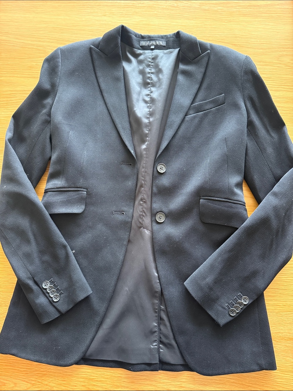 Theory Navy Two-Button Notch-Lapel Blazer